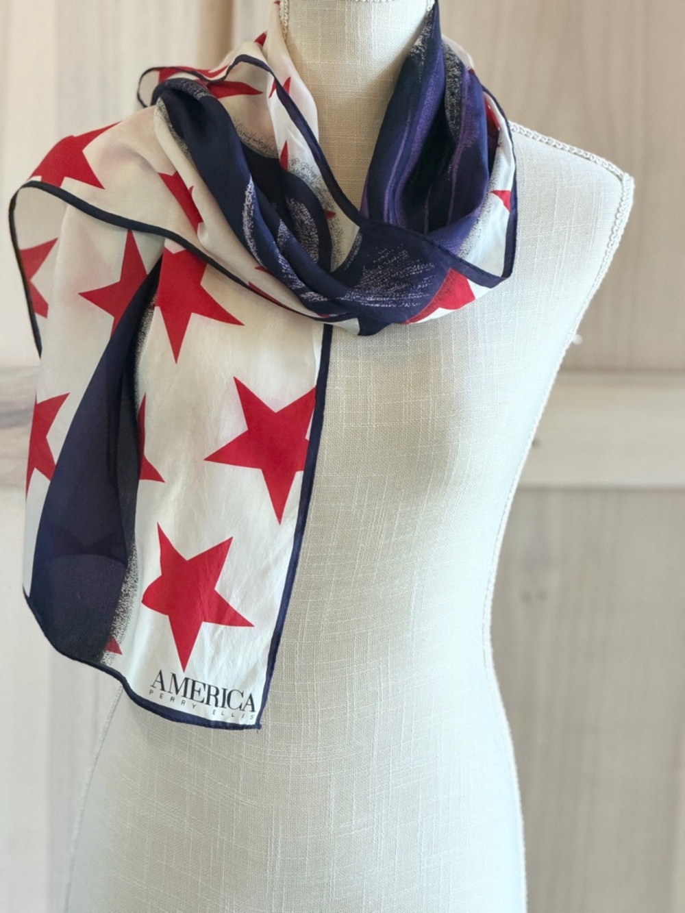 Vintage Perry Ellis America Silk Scarf. Authentic 90’s | Patriotic | Nautical